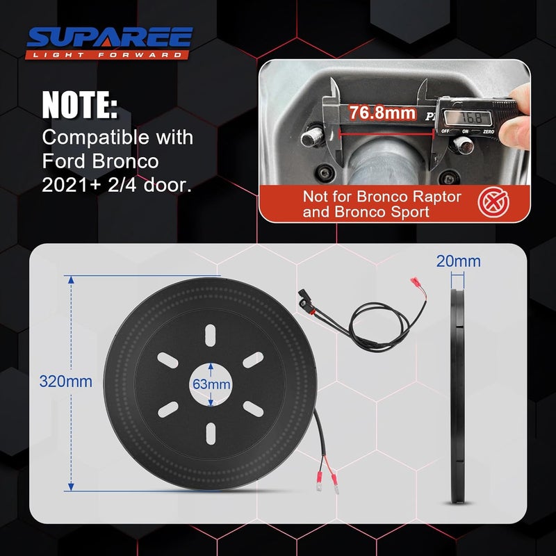 SUPAREE 400PCS LED Third Brake Light for Fo-rd Bronco 2021-2024, Spare Tire Brake Light with 3-Sided Bright Red, High-Mounted Plug & Play Rear Wheel Light, Compatible with 2/4 Door Bronco Accessories - Image 2